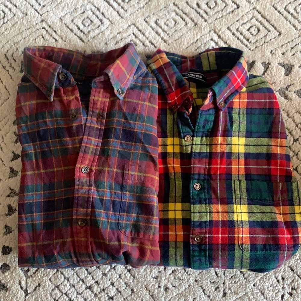 Two Lands End Flannel Shirts